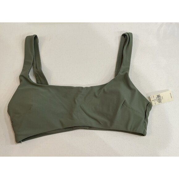 AERIE Scoop Bikini Top Olive Green Medium‎ Rounded Scoop Back Removable Pads NWT - Picture 1 of 4